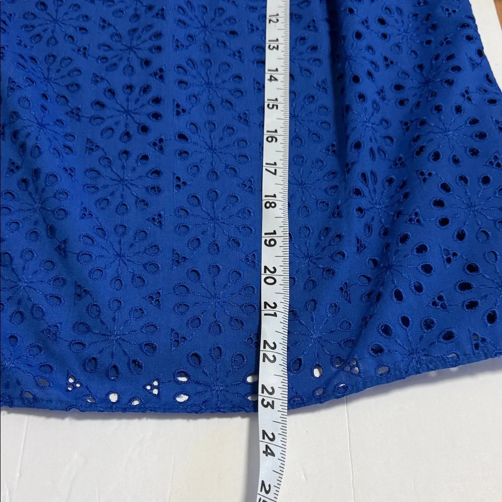 Lilly Pulitzer Shaila Top Baha Blue Eyelet Lined Blouse with puff sleeves Small